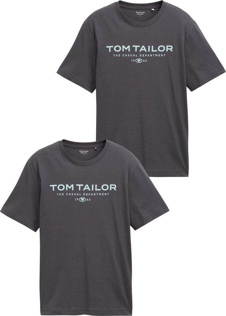 TOM TAILOR 2er-SET T-Shirt mit Rundhals und Logo-Print 1962 Größe: XXL