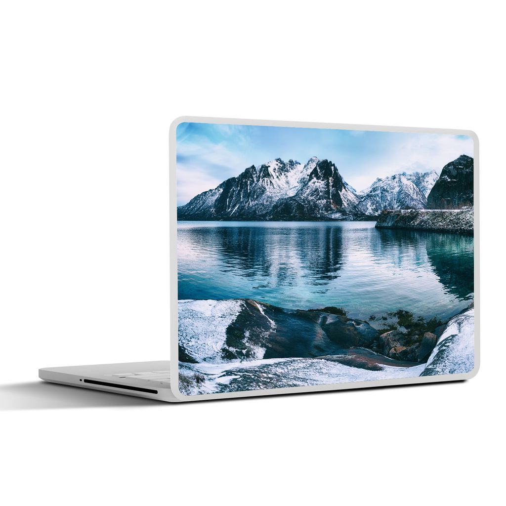 MuchoWow Laptop Aufkleber Sticker Cover Winter - See - Schnee 32.5x23.5 cm - Sticker für Laptop - Selbstklebend