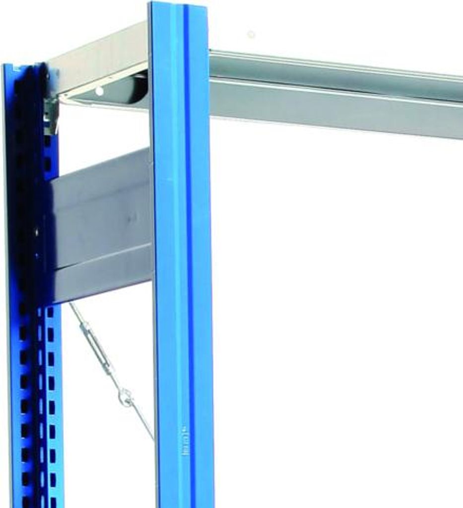 Fachbodenregal mit Tiefenriegel - 350 kg - 3.000 x 1.285 x 326 mm (HxBxT) - Anbauregal - 7 Böden - enzianblau - Lagerregal - Steckregal BERT