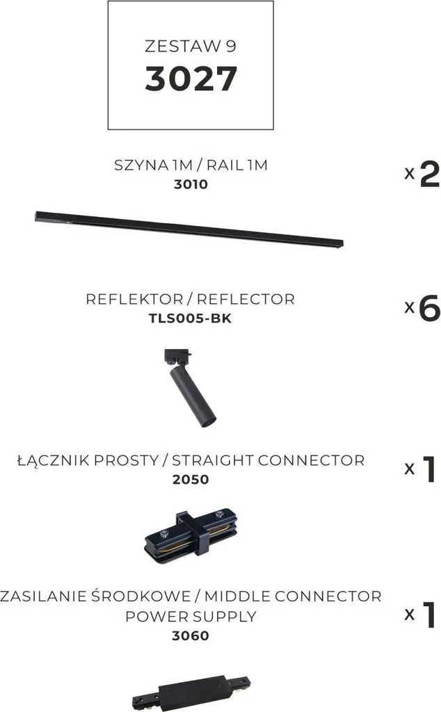 Solution éclairage modulable : Kit rail 2m et 6 spots Zuma Line 3027