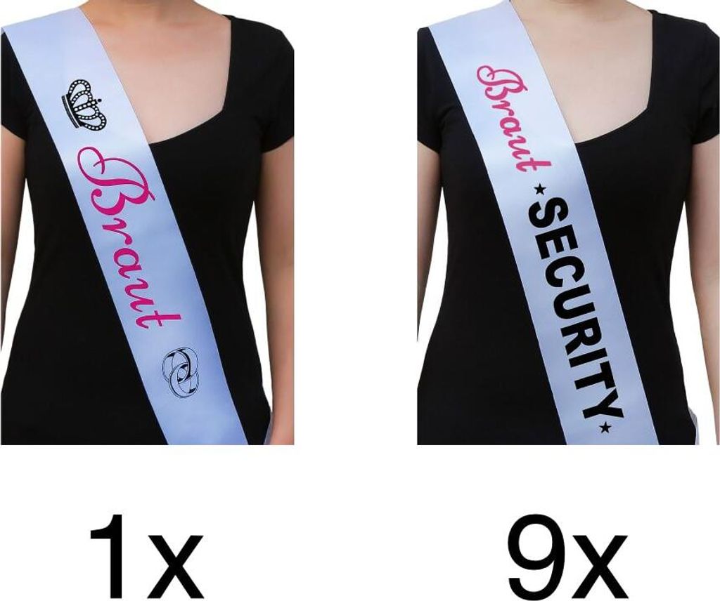 Oblique Unique Schärpe Braut + Braut Security Set JGA Hen Party Bride to be weiß