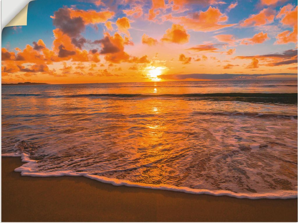 ARTland Wandbild, selbstklebend Sonnenuntergang am Strand Größe: 80x60 cm
