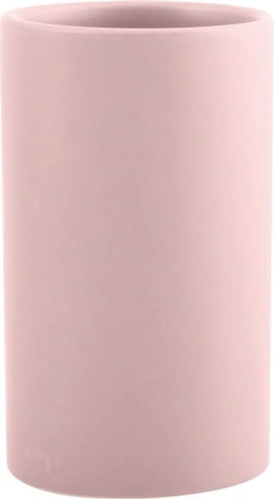 Spirella Portaspazzolino Porta Spazzolino in ceramica "Tubo" 7x11,5 cm Rosa Opaco
