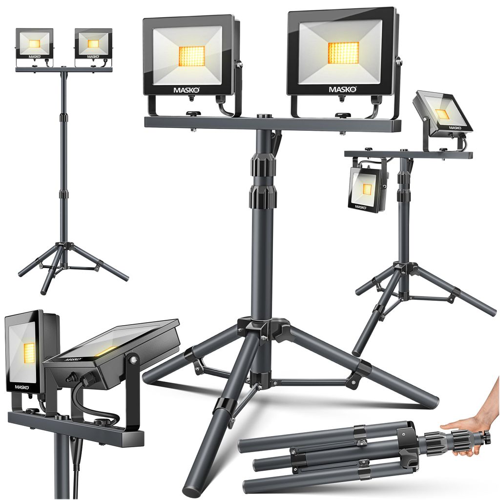 MASKO® LED Projecteur de chantier avec trépied Télécommande Image du produit 