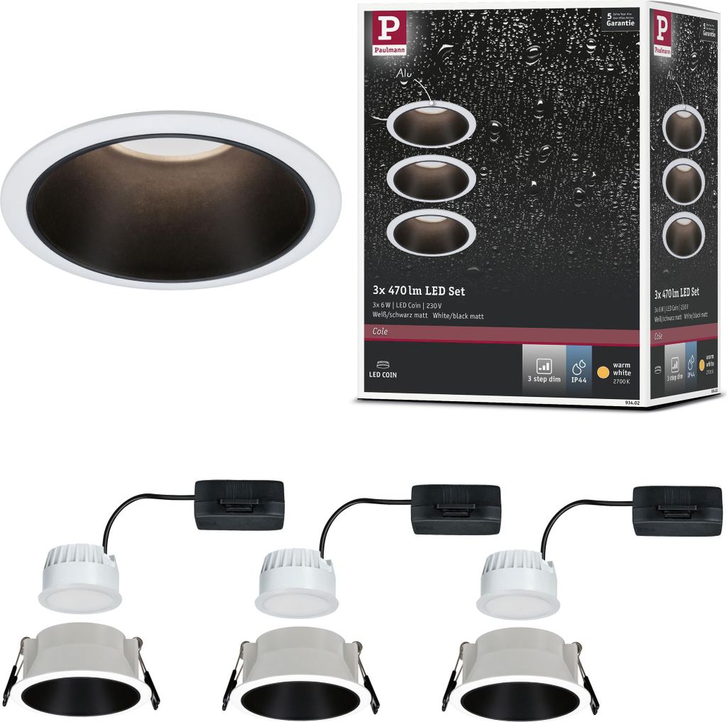 Paulmann LED Einbauleuchte Cole 3er-Set
