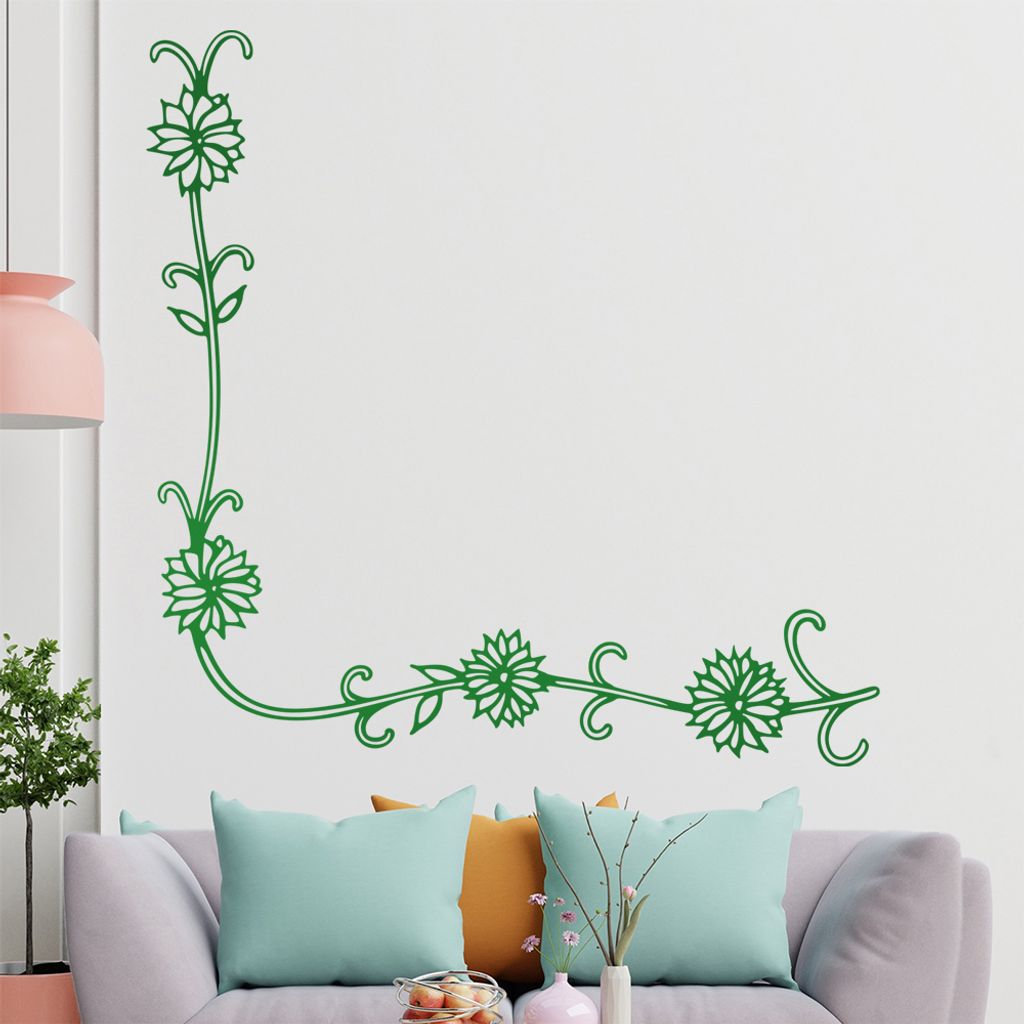 Blumen - Ranken Wandtattoo in 6 Größen - Wandaufkleber Wall Sticker - Dekoration, Küche, Wohnzimmer, Schlafzimmer, Badezimmer