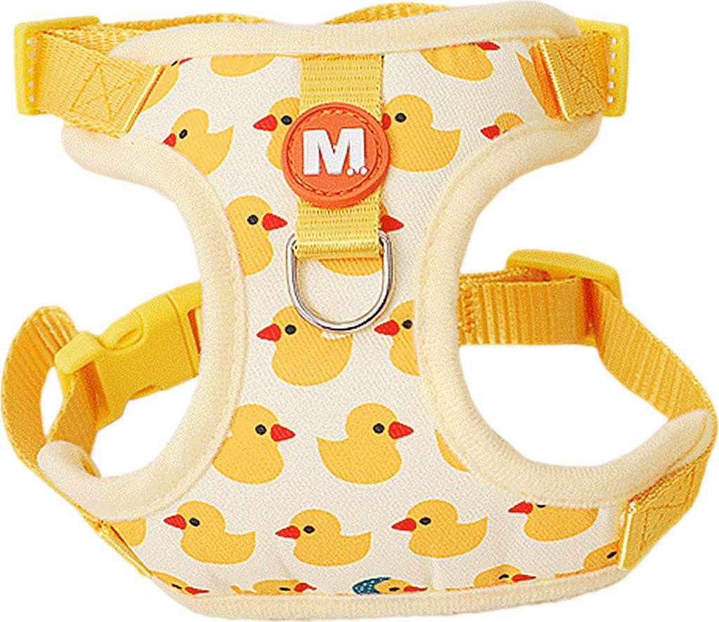 Haustierwestengeschirr mit Leine, Cartoon-gelbe Ente, Step-in, verstellbare Schnalle, kein Ziehen, ausbruchsicher, atmungsaktiv, Brustgeschirr für...