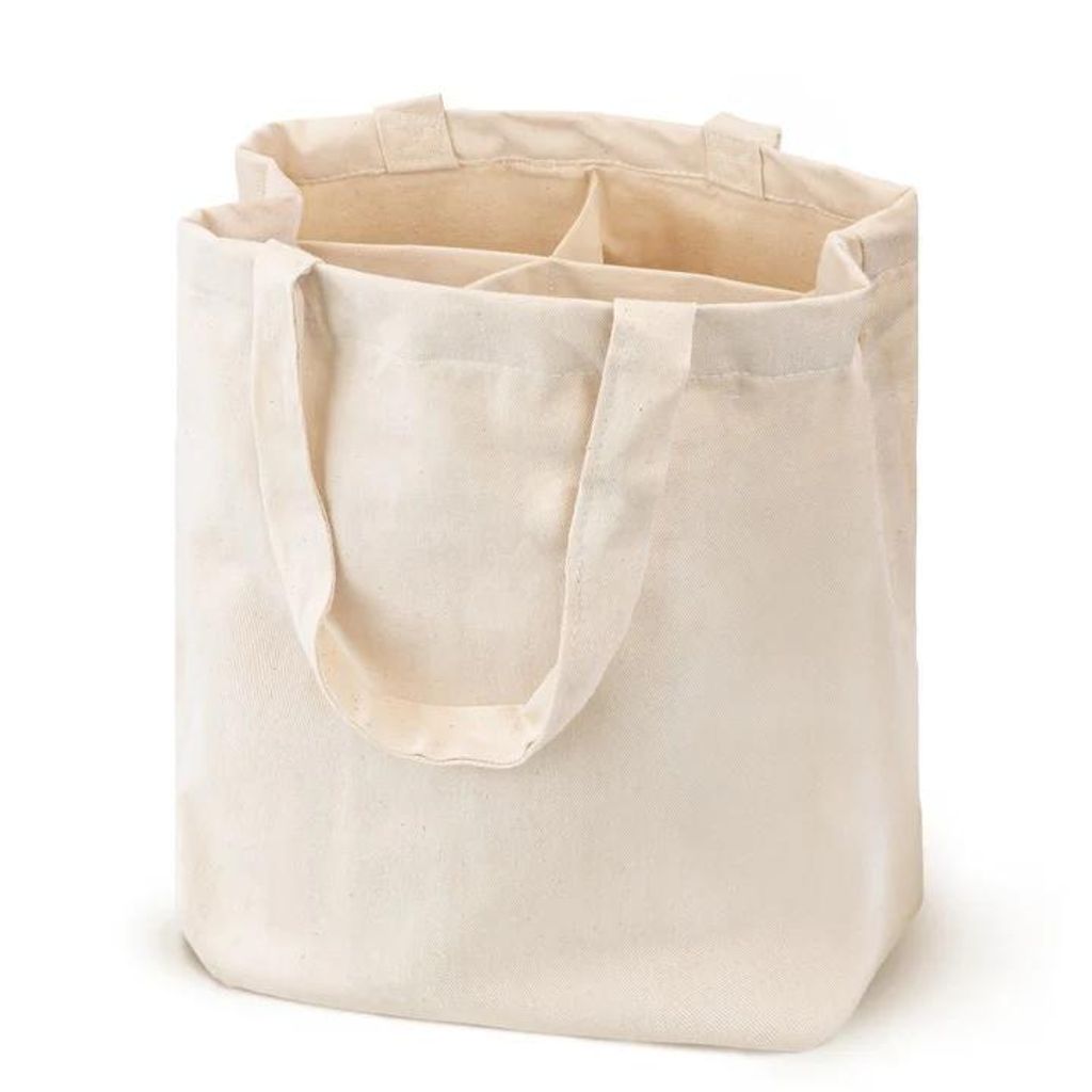 4er-Pack Baumwolltaschen für Flaschen 17×17×28 cm – Strapazierfähig 300 g mit Fächern