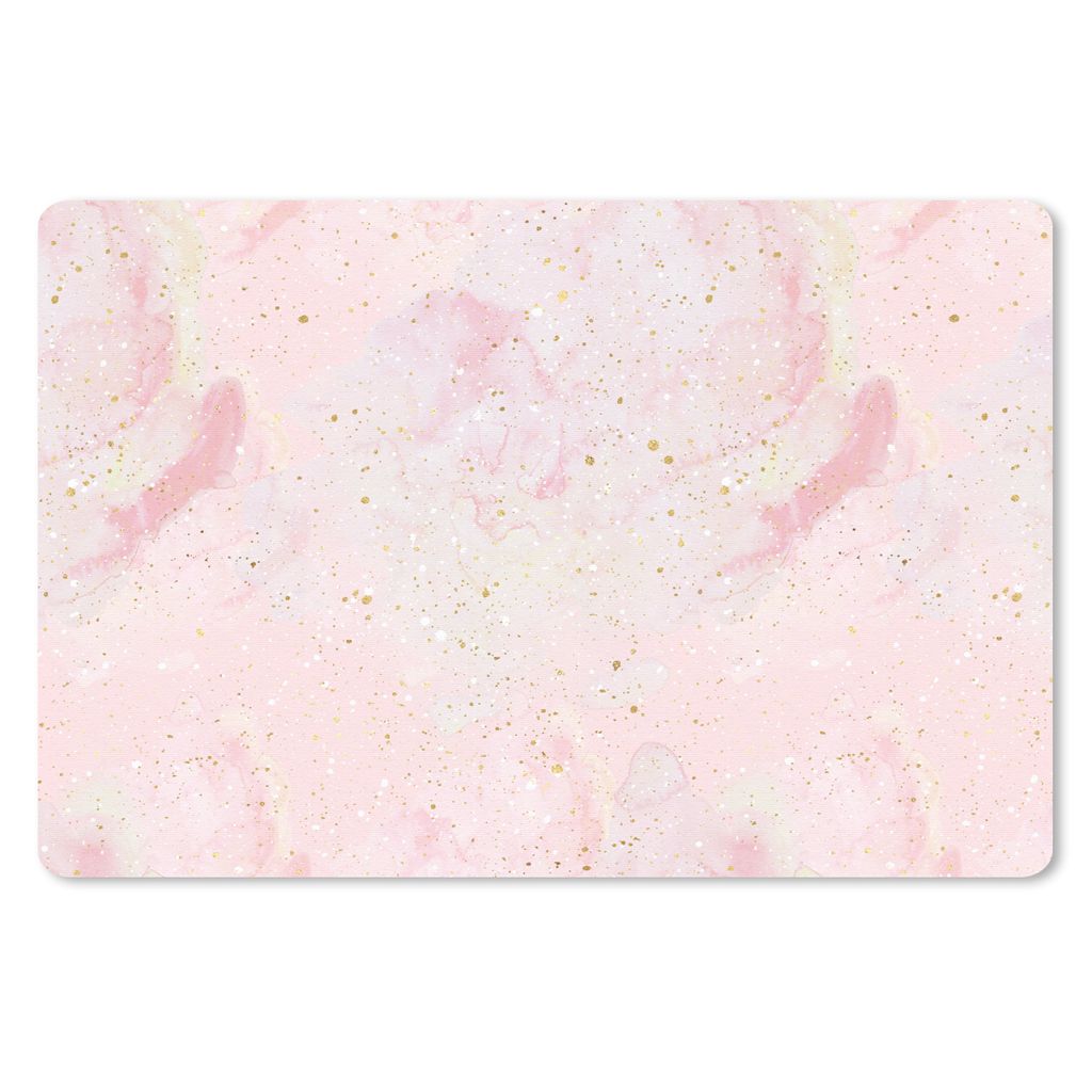 MuchoWow Schreibtischunterlage Marmor - Rosa - Glitter - Gold - Muster 60x40 cm - XXL Mauspad - Großes Mauspad