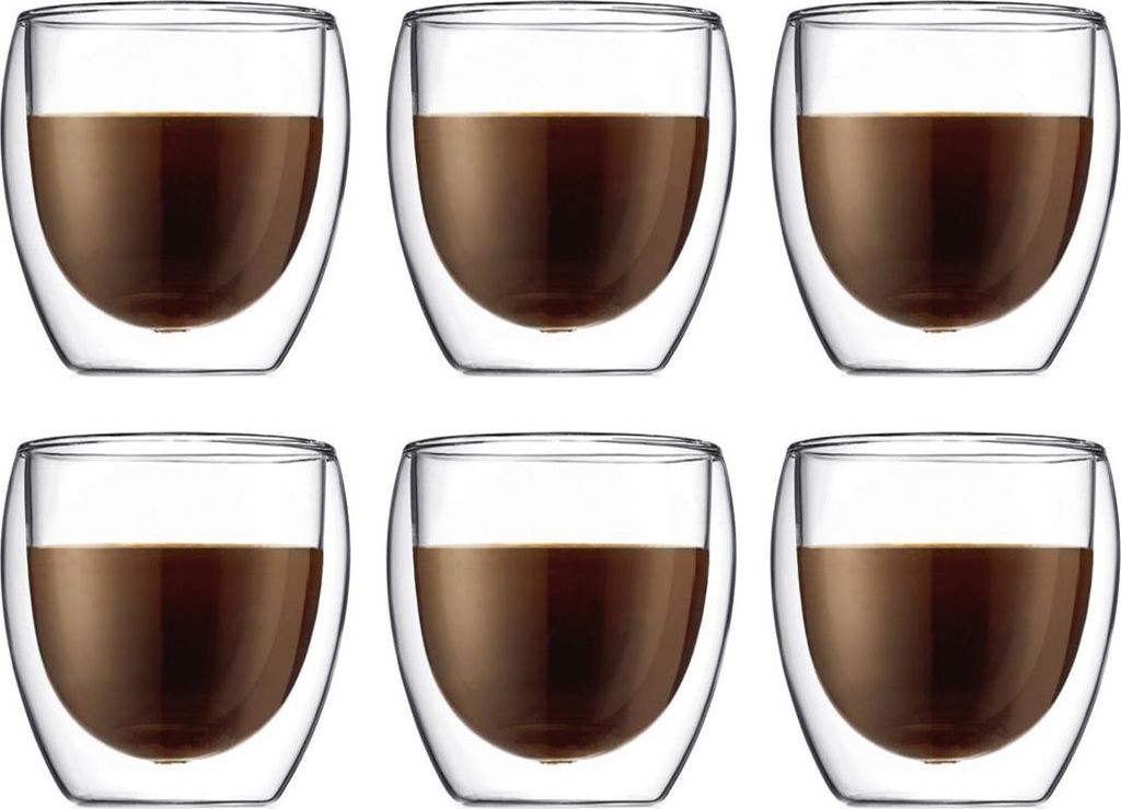 Bodum Doppeltwandige Kaffee- und Teegläser Pavina - Patentiertes Ventil - 250 ml - 6 Stück
