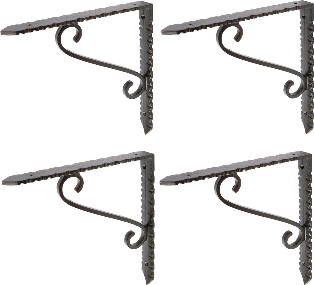 4x gekerbte scroll eisen regal halterung antike d204mm schwarz