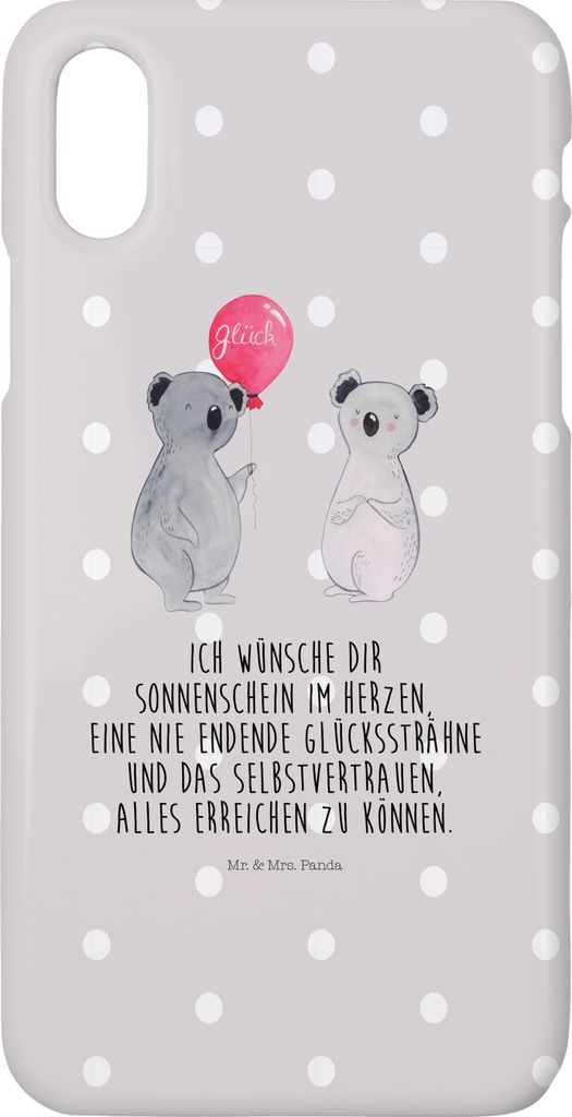 Mr. & Mrs. Panda Iphone 10 Handyhülle Koala Luftballon - Grau Pastell - Geschenk, X, Geburtstag, Hülle, Handy, Cover, Party