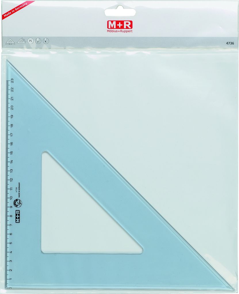 M+R Winkel 45° 25cm rauchtransparent Skala 16cm