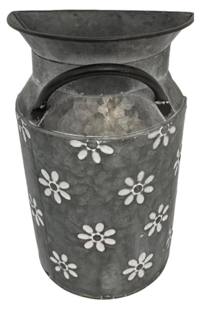 Deko Milchkanne aus Zink grau 28x16x9 cm für Innen- und Produktbild 