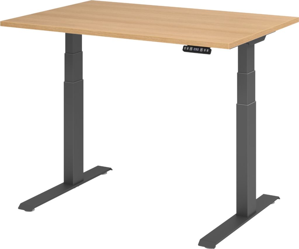 bümö Schreibtisch elektrisch XDKB - Größe: 120 x 80 cm, Gestell: Graphit, Nachbildung: Eiche