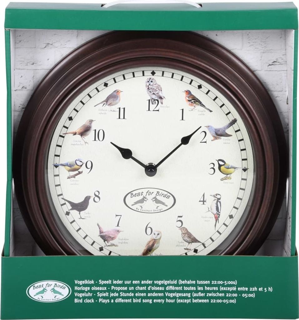 Orologio Esschert Design con canto degli uccelli Immagine del prodotto 