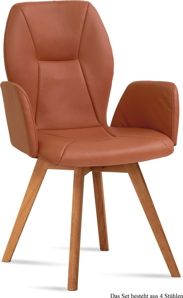 Armlehnstuhl (4er-Set) Donka 58x92x60 Eiche geölt/Cognac