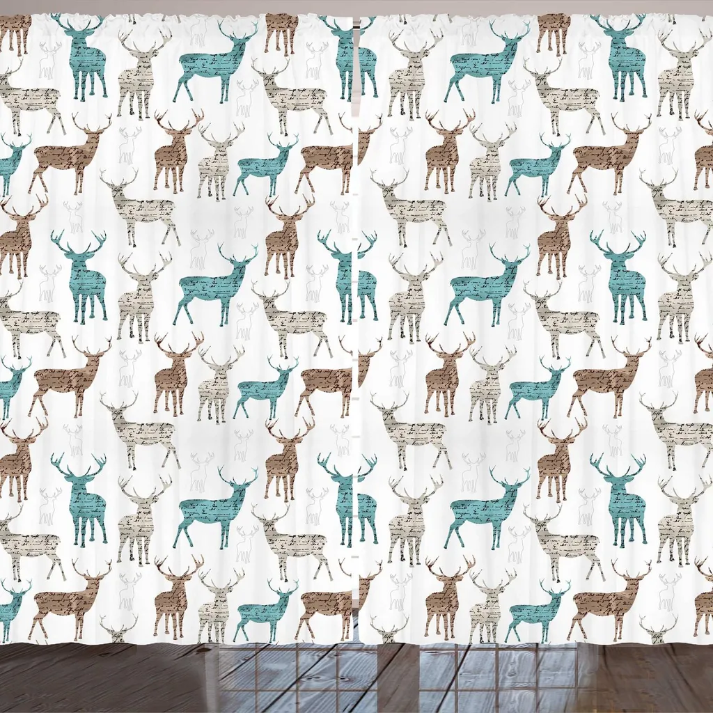 Tenda Natalizia ARANDE 280x225 - Cervo Vintage Turchese e Beige