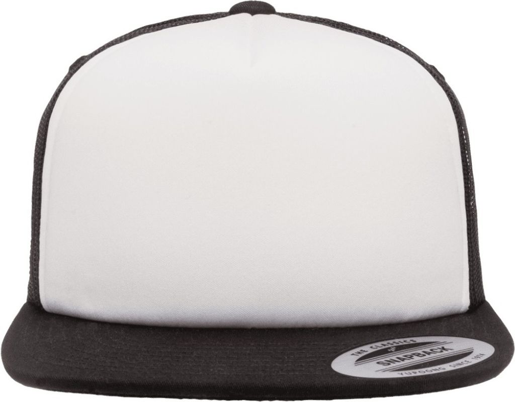 Flexfit By Yupoong Schaumstoff Trucker Kappe, Weiße Front RW7571 (Einheitsgröße) (Schwarz/Weiß/Schwarz)