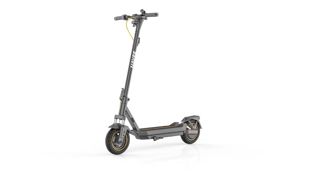 A gray electric scooter is shown against a white background.