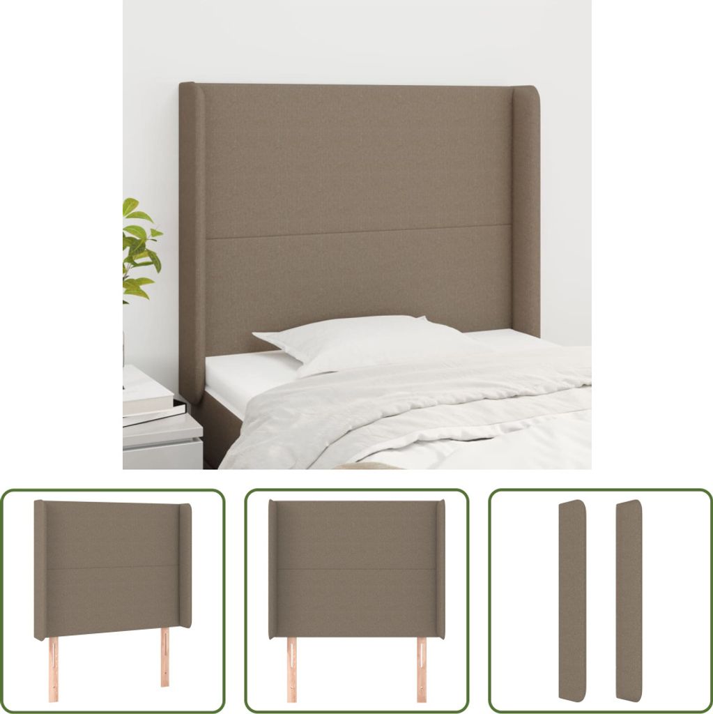 The Living Store Kopfteil mit Ohren Taupe 103x16x118/128 cm Produktbild 