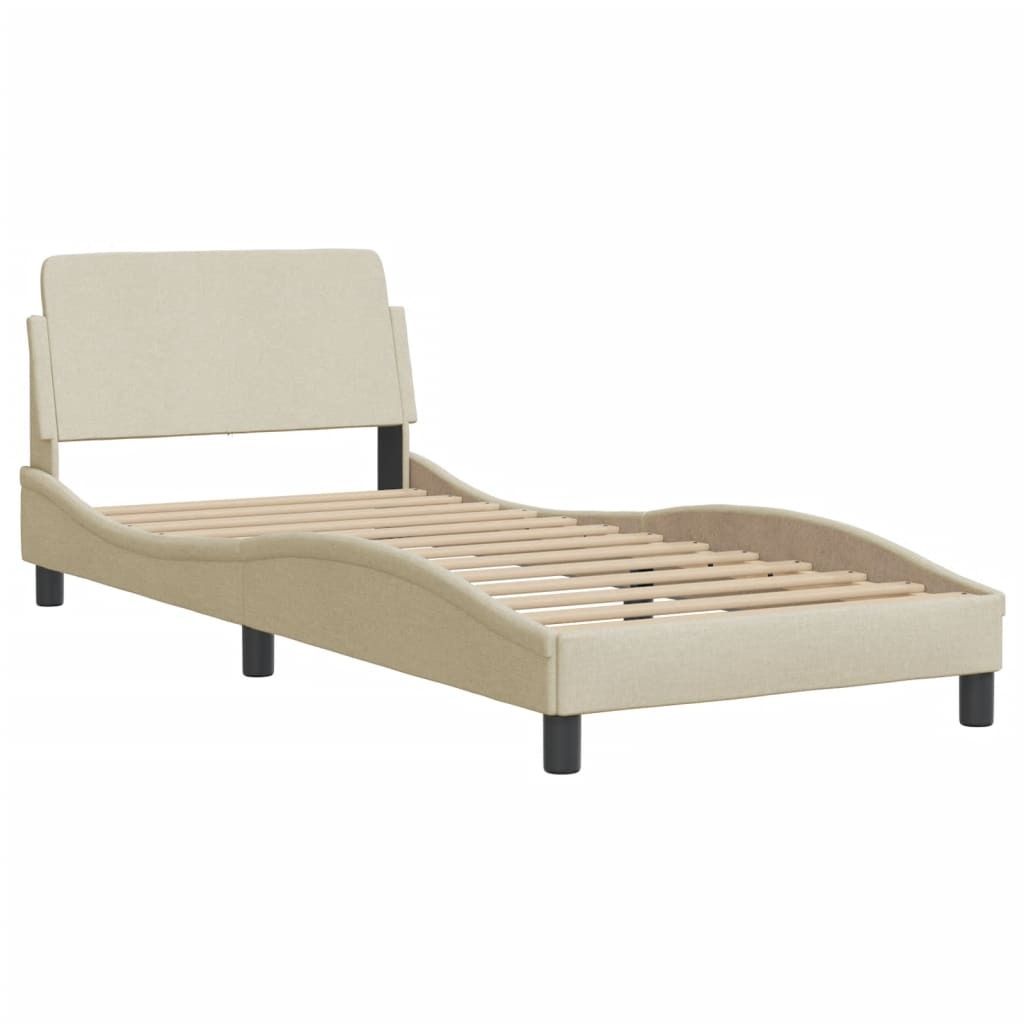 Bettgestell mit Kopfteil "Dover" Creme 80x200 cm Stoff