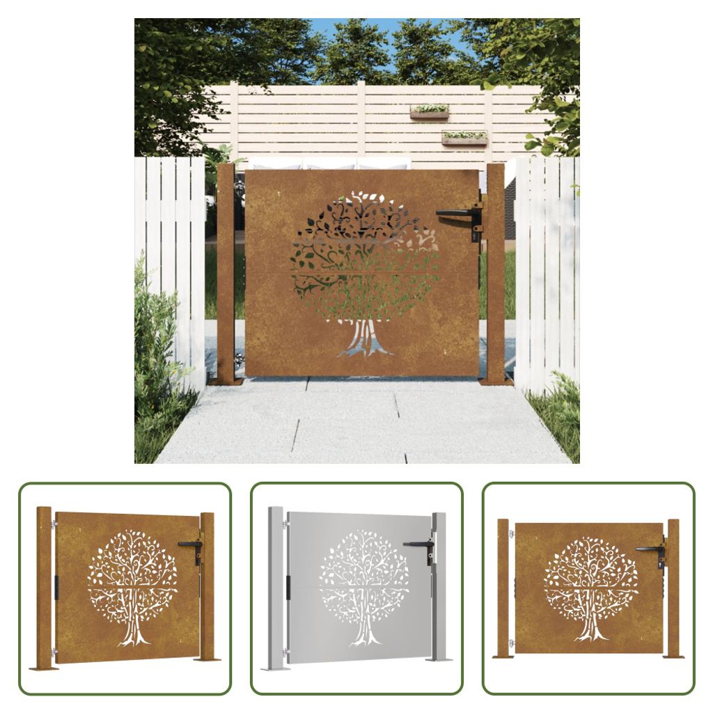 The Living Store Gartentor 105x80 cm Cortenstahl Produktbild 
