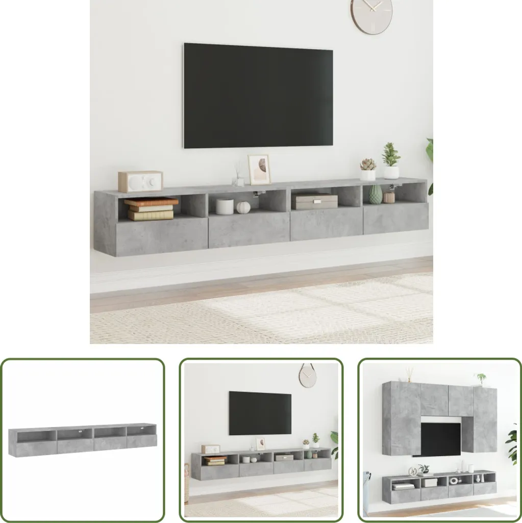 Mobili Porta TV a Parete 2 pz Grigio Cemento 100 cm | The Living Store