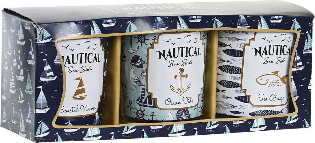 Kerze DKD Home Decor Blau Wachs Kristall 17 x 5 x 6 cm (3 Stück)