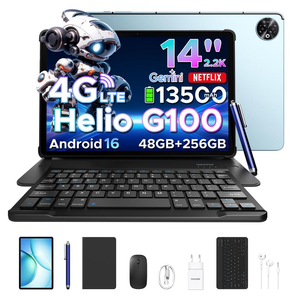 DOOGEE Tab E3 Max VIP tablet, Android 16, 14 inch, 2.2K Productafbeelding 