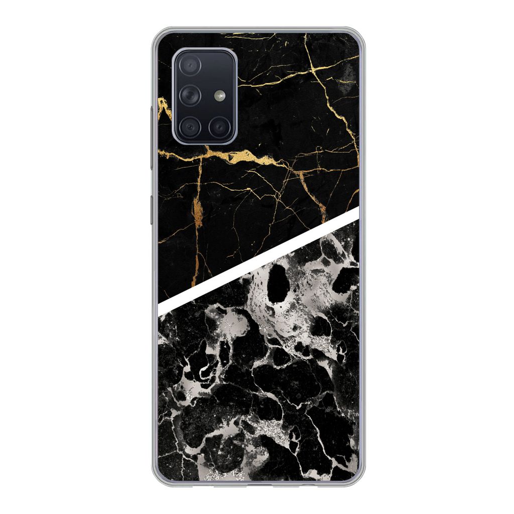 MuchoWow Handyhülle Schutzhülle Hülle für Samsung Galaxy A51 5G Marmor - Gold - Luxus Silikon Softcase Handy Hülle - Abbildung