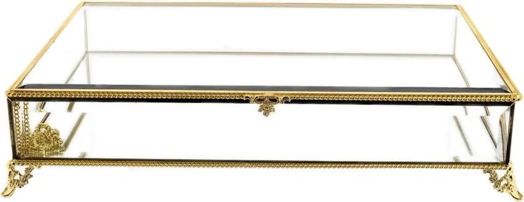 Organisateur de bijoux et cosmétiques en verre doré 35x25x8 cm