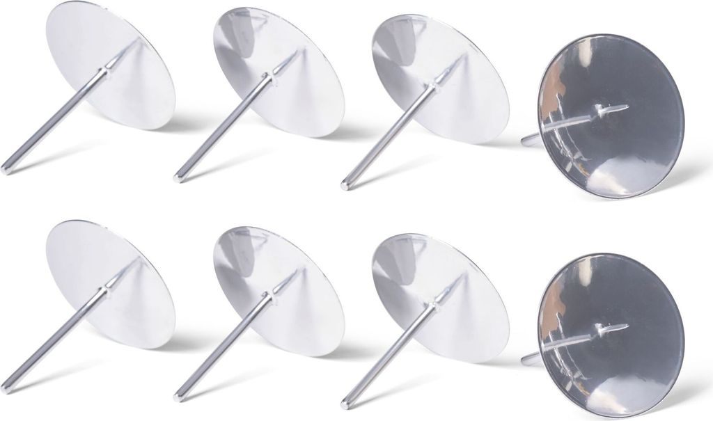 Novaliv 8x Kerzentülle mit Dorn 12cm SILBER Kerzenteller zur Dekoration Adventskranzdekor Stecken Adventskerzenhalter Kerzenhalter Metall rund Ker...