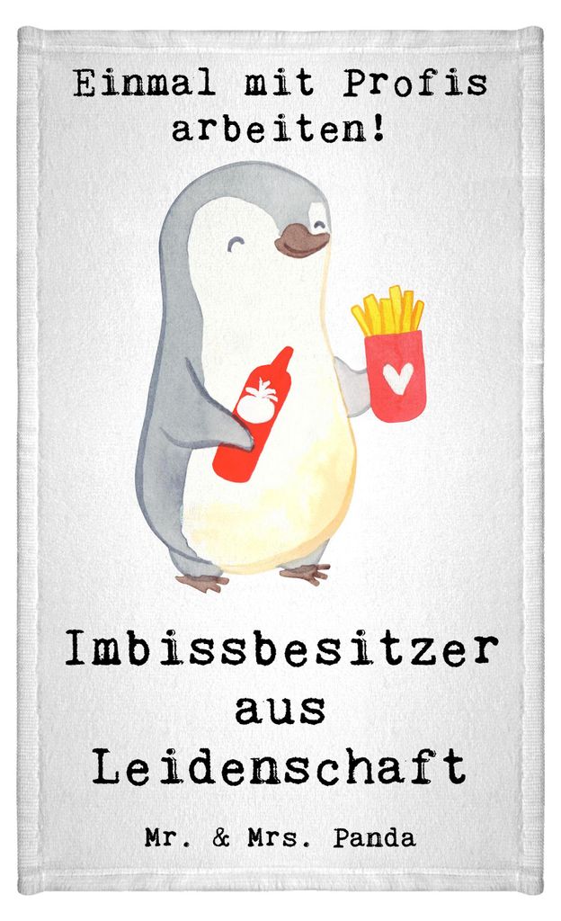 Mr. & Mrs. Panda Handtuch Imbissbesitzer Leidenschaft - Weiß - Geschenk, Witzig, Pommesliebe, Spruch, baumwolle, Lustig, Imbissverkäufer, Pommesv...