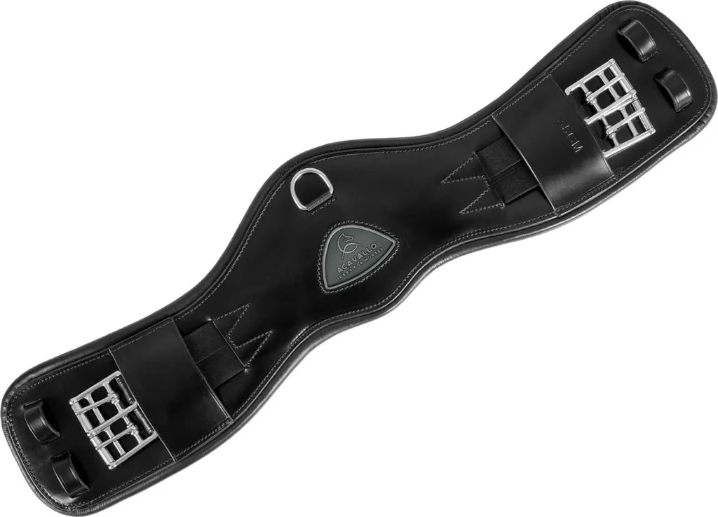 Sangle Acavallo Anatomique Élastique Cuir de Veau Noir 60 cm Souple