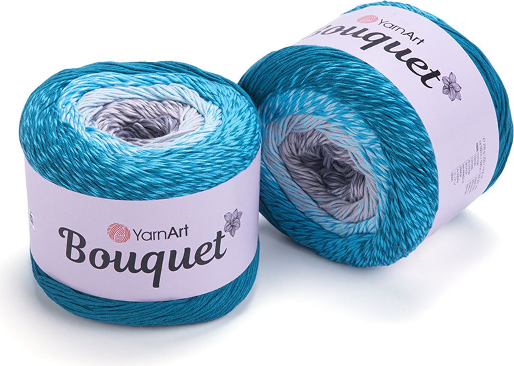YarnArt Bouquet 716 - 100% Baumwolle Ombre-Garn, 500m, 250g, Atmungsaktive Frühling-Sommer-Strickwaren