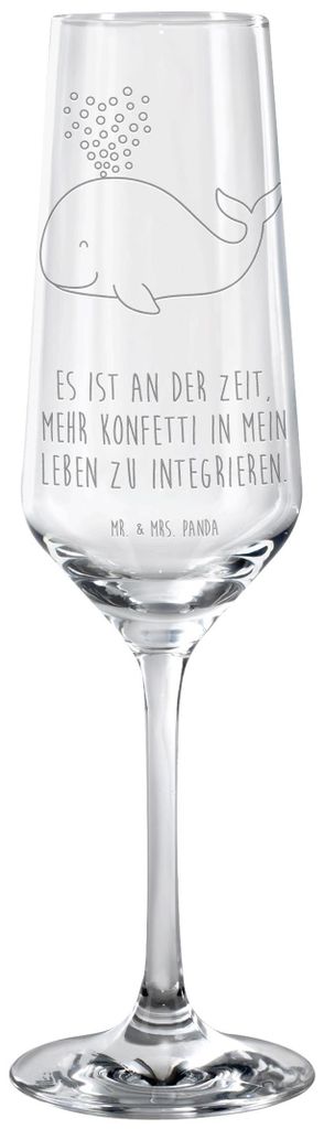 Mr. & Mrs. Panda Glas Wal Konfetti - Transparent - Geschenk, Sektflöte, Sektkelch, Sektglas, Urlaub, Champagnerglas, Geburtstag, Trinkglas, Trennu...