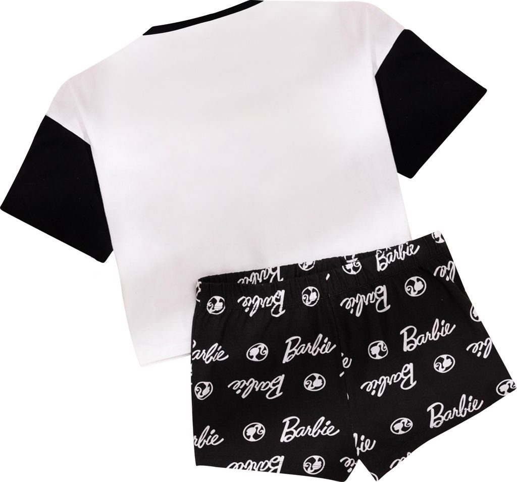 Barbie - Schlafanzug mit Shorts für Damen NS7523 (L) (Schwarz/Weiß)