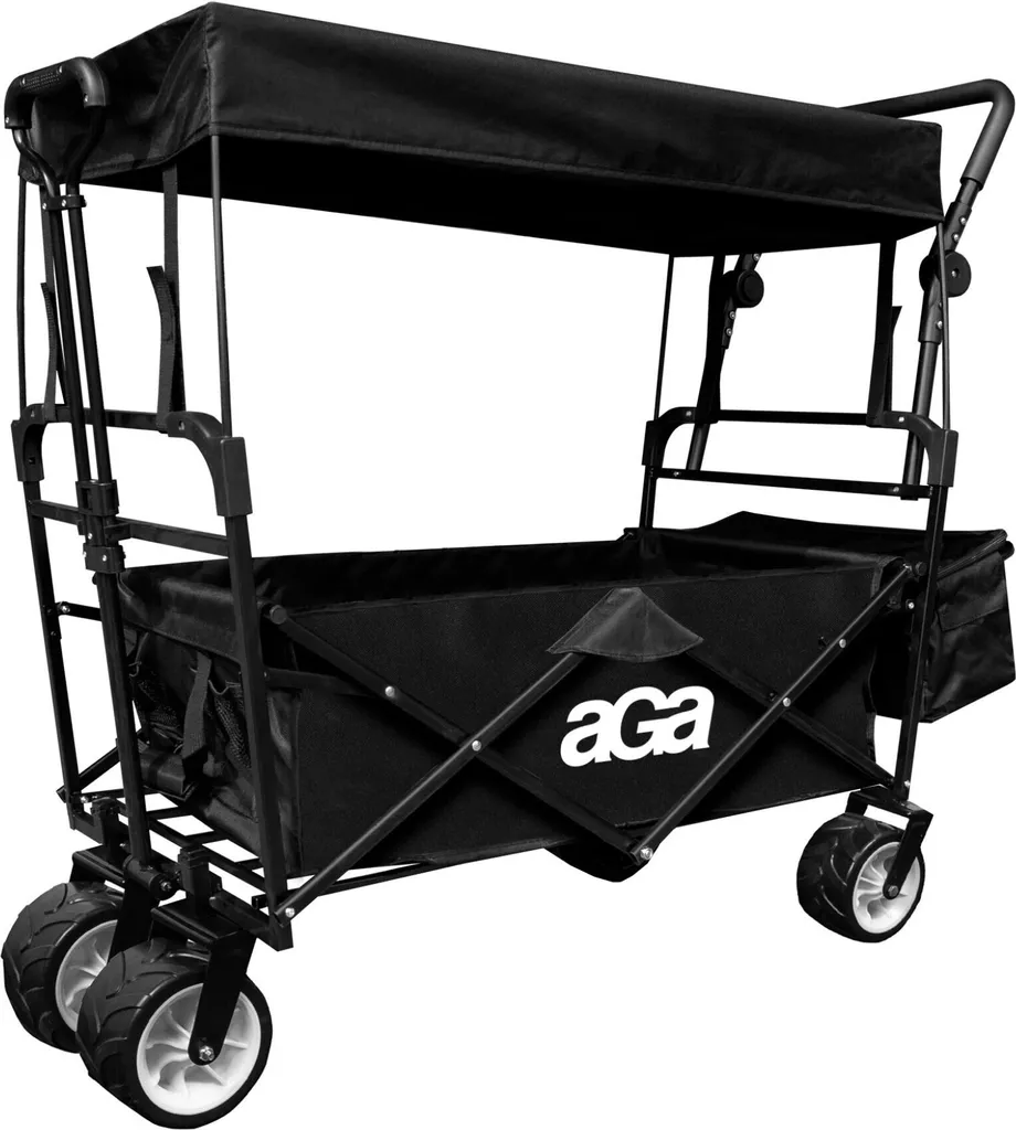 Aga Chariot de transport pliable avec toit MR4612 Noir robuste