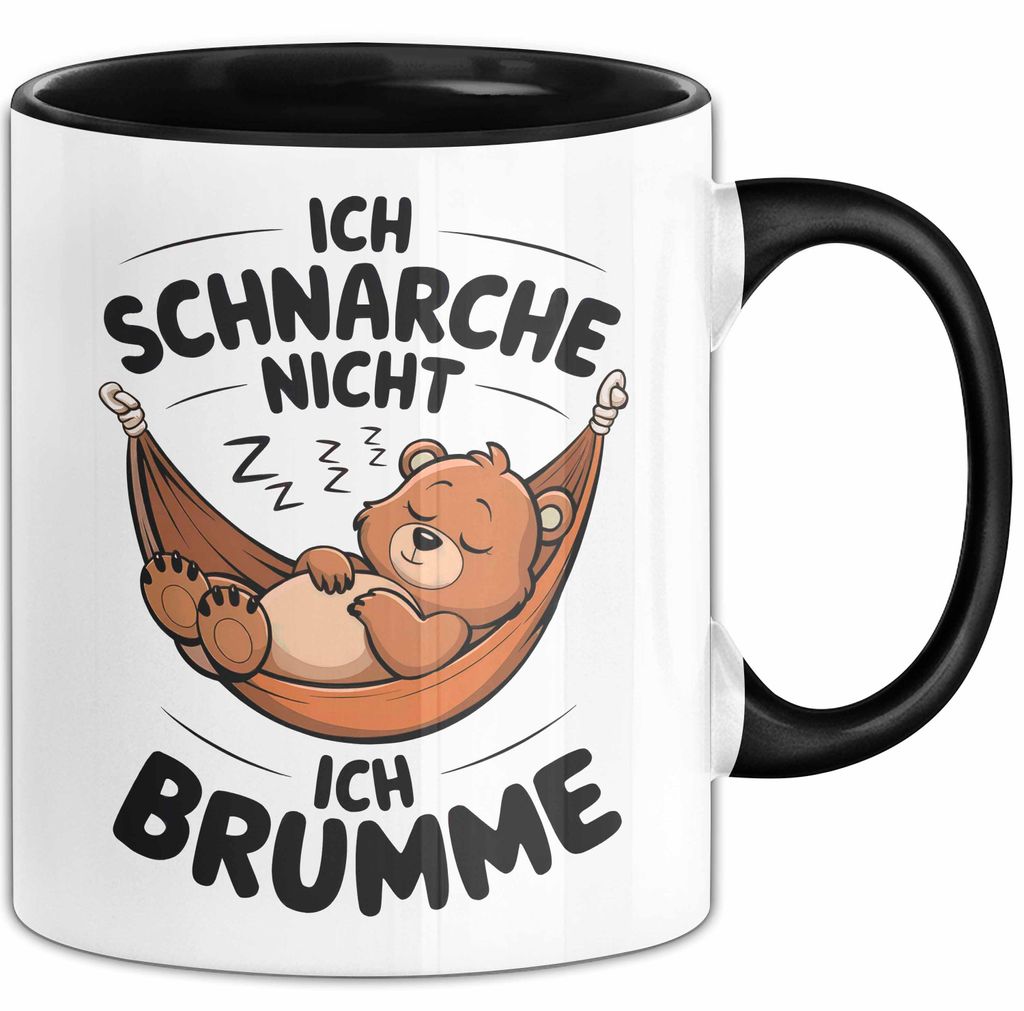 Schlafendes Bier Tasse Geschenk Lustige Geschenkidee Spruch Ich Schnarche Nicht Ich Brumme (Schwarz)