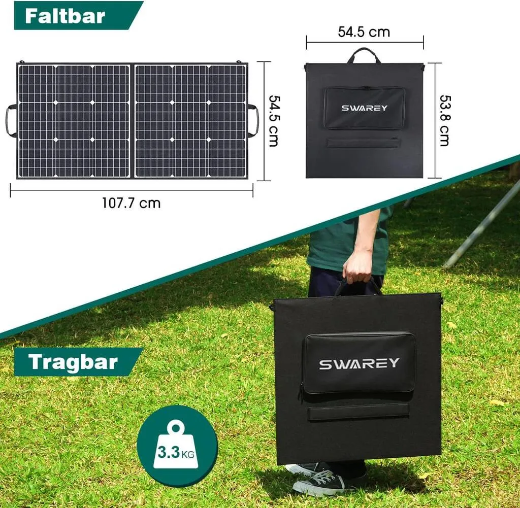 Pannello Solare Portatile SWAREY 30W – ETFE, 23% Efficienza, 2 Porte USB (QC3.0 E 5V/2.4A), Pieghevole 680g