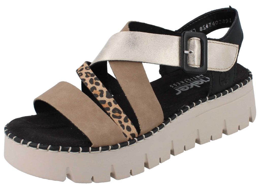 RIEKER Damen Plateau Riemchen Sandale beige multi Produktbild 