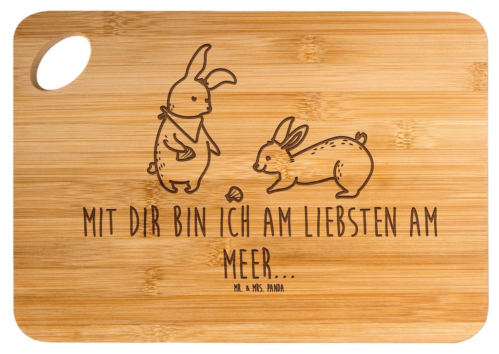 Mr. & Mrs. Panda Frühstücksbrettchen Hasen Muschel - Transparent - Geschenk, jausenbrett, Holzbrett, Frühstücksbrett, Muttertag, BFF, Strand, F...