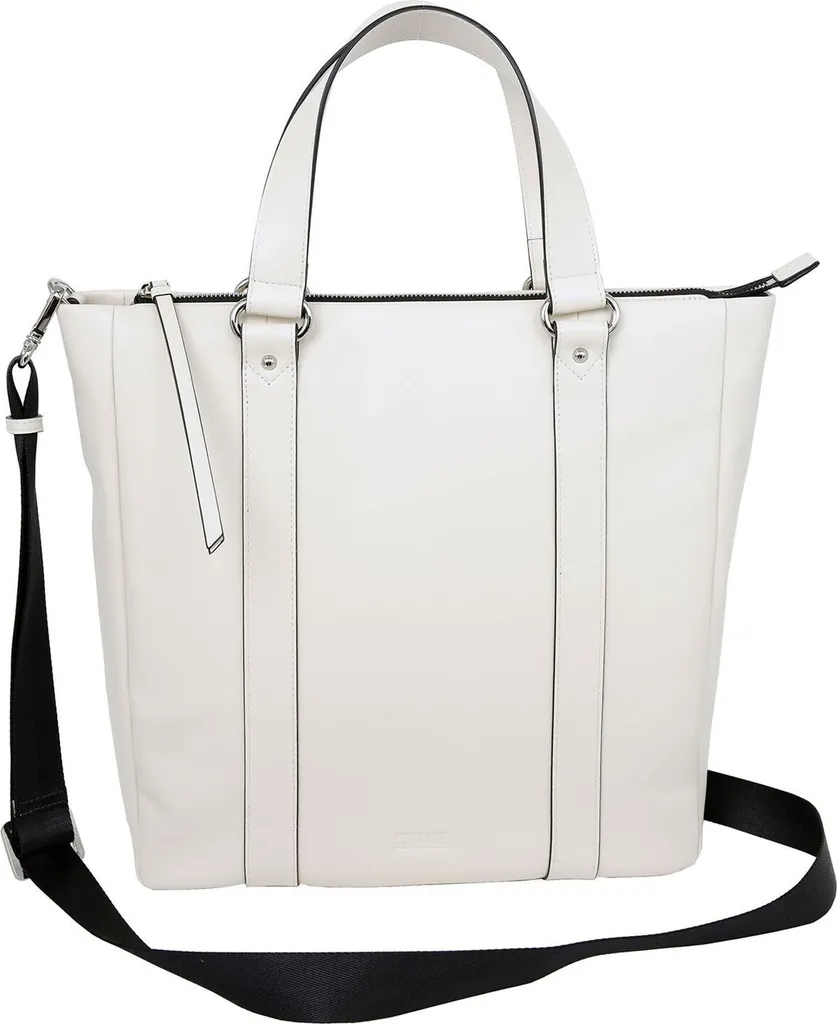 Grand Sac Shopper Femme en Cuir Blanc Cassé Diane pour Porté Épaule