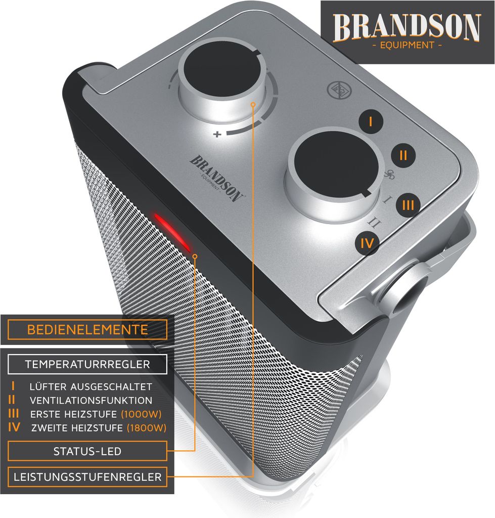 Brandson Heizlüfter, Keramikheizlüfter 1800W, 2 Produktbild 4