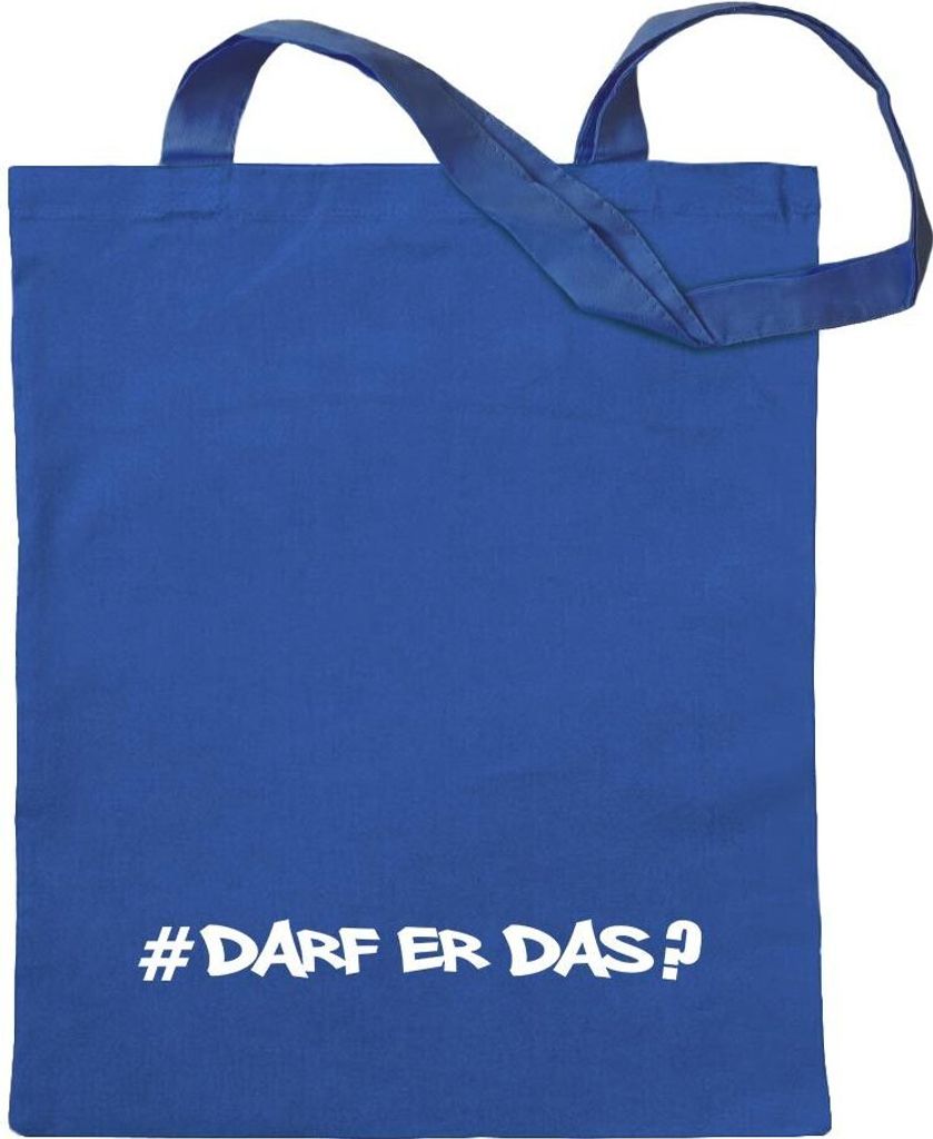 Kiwistar - Baumwolltasche - royalblau - Darf Er Das - Hashtag - Tragetasche Stoffbeutel Umhängetasche Langer Henkel