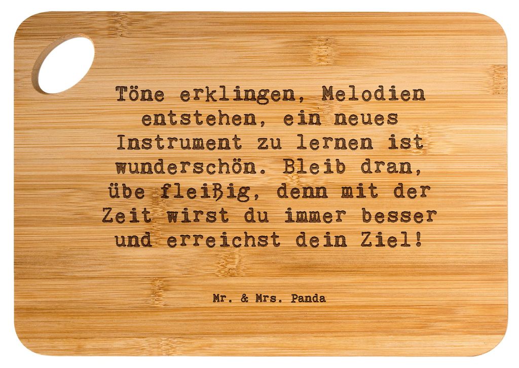 Mr. & Mrs. Panda Holzbrett Spruch Ein neues Musikinstrument lernen - Transparent - Geschenk, holzschneidebrett, Brett, musikalisches Ziel, handgefe...