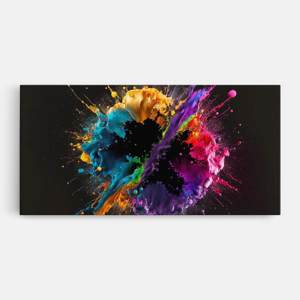 ARTHUB Leinwandbild 40x80 cm, Oily Splash Explosion | Wohnzimmerdekoration, Hängende Bilder, Wanddekoration, Heimdekoration, Abstrakte, Lebendig...