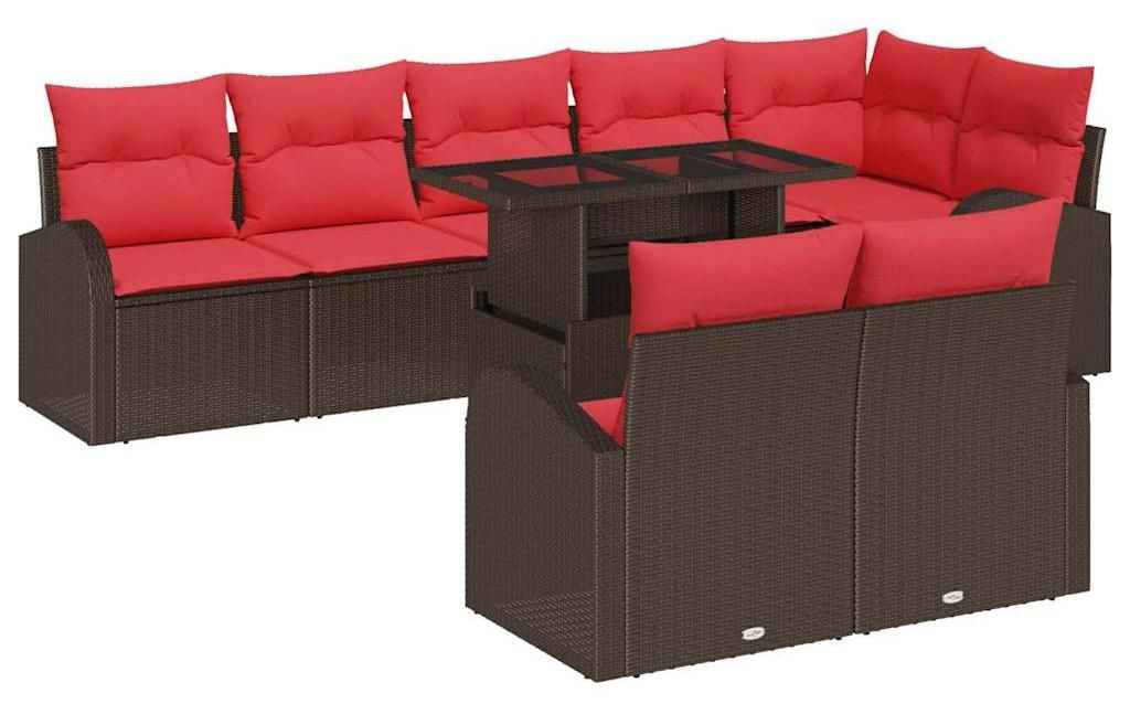 vidaXL Garten-Sofa-Set mit Speicher 9 pcs Braun Poly Rattan