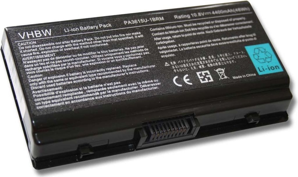 vhbw Akku Ersatz für Toshiba PA3615U-1BRS, PA3615U-1BRM, PABAS115 für Notebook (4400 mAh, 10,8 V, Li-Ion)